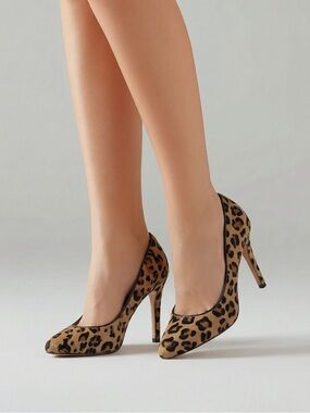 New With Tags Leather Leopard Print Women's Pumps